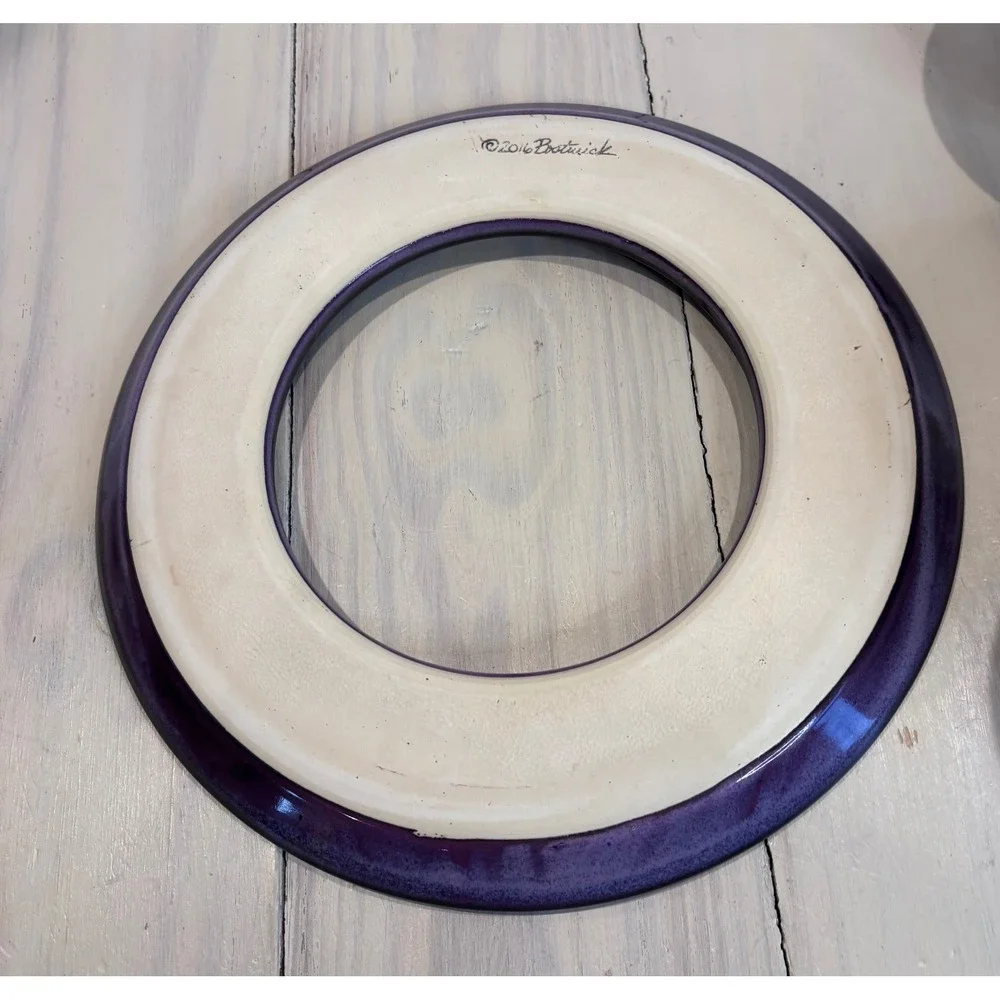 Bostwick 2016 Studio Pottery Purple Swirl 3-Piece Chip Dip Set Artisan Ceramic